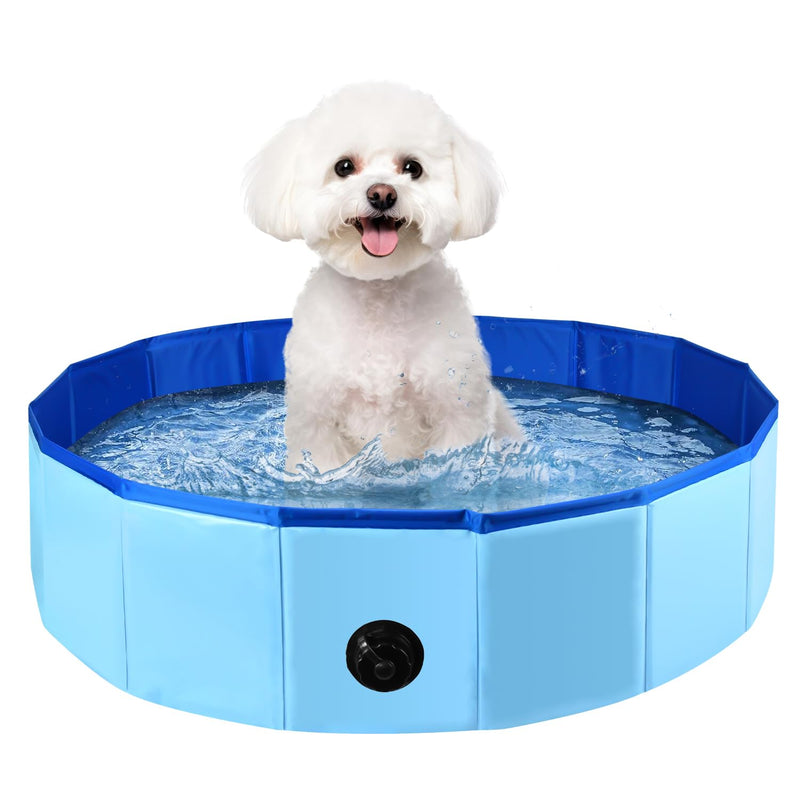 32 x 8 Inch Foldable Dog Pool, Pet Swimming Pool, Portable Dog Pool, PVC Collapsible Pet Pool for Indoor and Outdoor Cat and Dog Shower Bathtub (Blue, 32 x 8in) Blue, 32×8in - PawsPlanet Australia