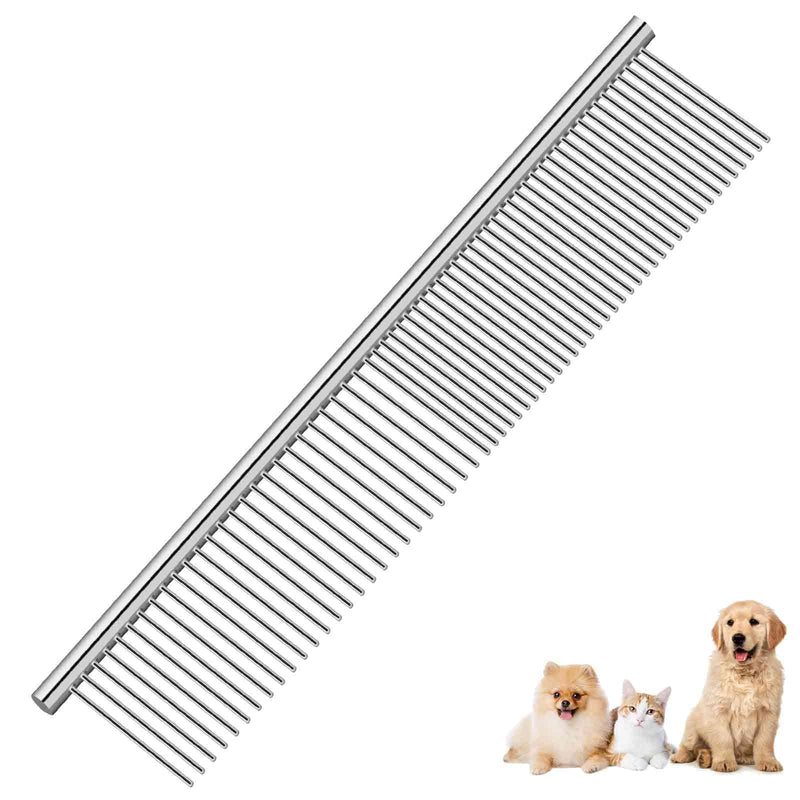 Dog Grooming Comb Pet, Stainless Steel Cat Combs with Rounded Teeth, Professional Metal Tear Stain Remover, Dematting Tool for Small, Medium & Large Pets-7.5in 1 Pack