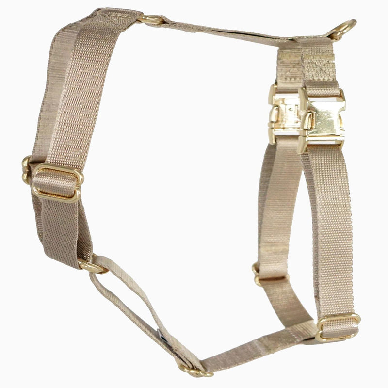 Nylon No Pull Dog Harness with Gold Metal Buckles,Easy Walking and Training Dog Harness (Tan, L) Tan - PawsPlanet Australia