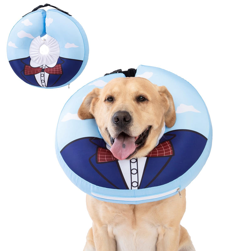 Inflatable Dog Cone Collar,Waterproof Soft Dog Donut Cone for Large Medium Small Dogs Cats, Recovery Dog E-Collar Alternatives After Surgery (Suit Blue, X-Large) Suit Blue - PawsPlanet Australia