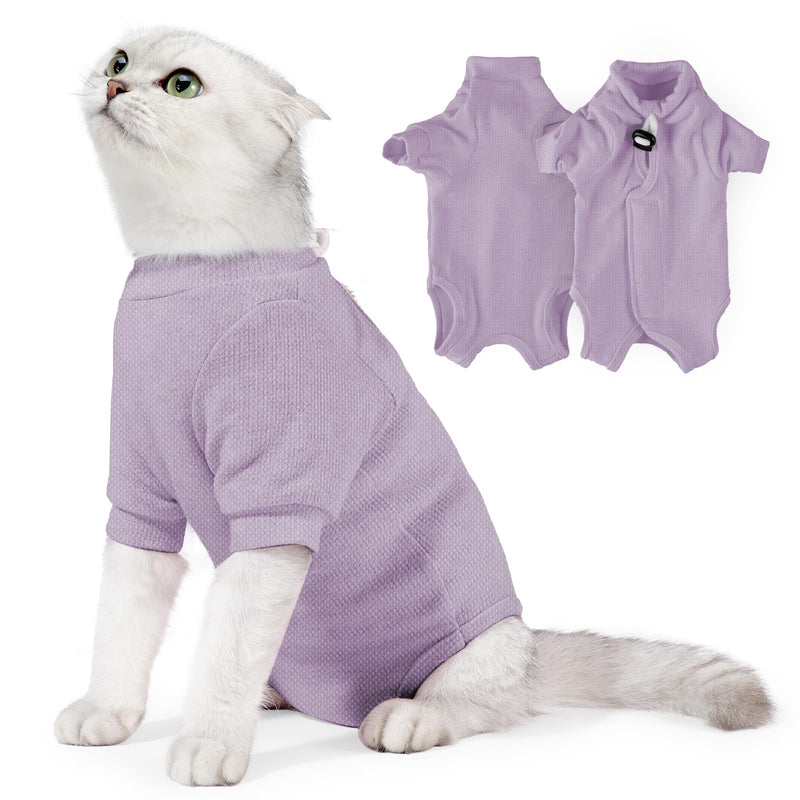Cat Recovery Suits, Onesie for Cat Pet Wound Care After Surgery,The E-Collar Alternative for Post-Operative Care Bandages Post-Surgery Wear (Light Purple, S) Light Purple - PawsPlanet Australia