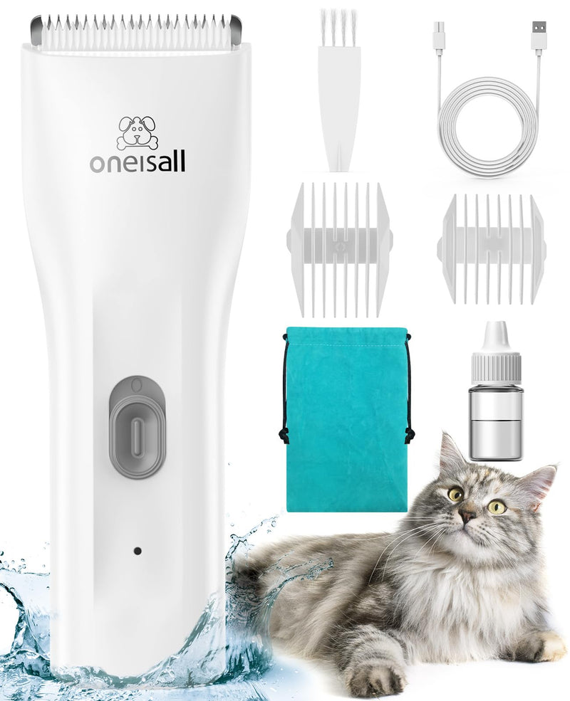 oneisall Pet Clipper for Cat Matted Hair, Pet Shaver for Cats Quiet Pet Hair Clippers Cordless Cat Clippers for Matted Hair Cat Clippers for Long Hair Standard White - PawsPlanet Australia