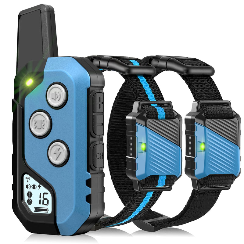 Shock Collar for Dogs, Dog Training Collar with Remote Control for 2 Dogs, 3 Training Modes with Beep, Vibration and Satic, Waterproof, Rechargeable E Collar for Large Medium Small Blue - PawsPlanet Australia