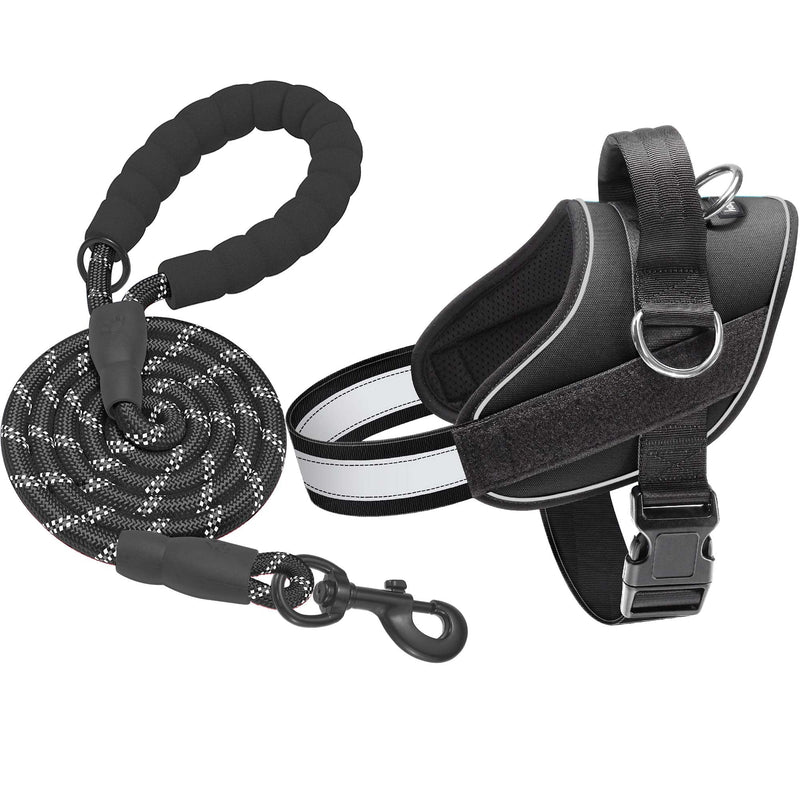 Haapaw Essential Dog Harness, No Pull Pet Vest with 3 Leash Clips, No Choke, Reflective, Adjustable and Padded, for Easy Walking and Training for Large Dogs(L, Black) L - PawsPlanet Australia
