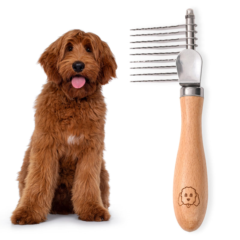 Dog Dematting Brush & Rake, Detangler Brush For Dogs, Comb Tool For Grooming, Best For Doodles, Poodles, Goldendoodles, Cats & Other Pets, Matted Fur Removal On Undercoat [We Love Doodles] (Small) Small - PawsPlanet Australia