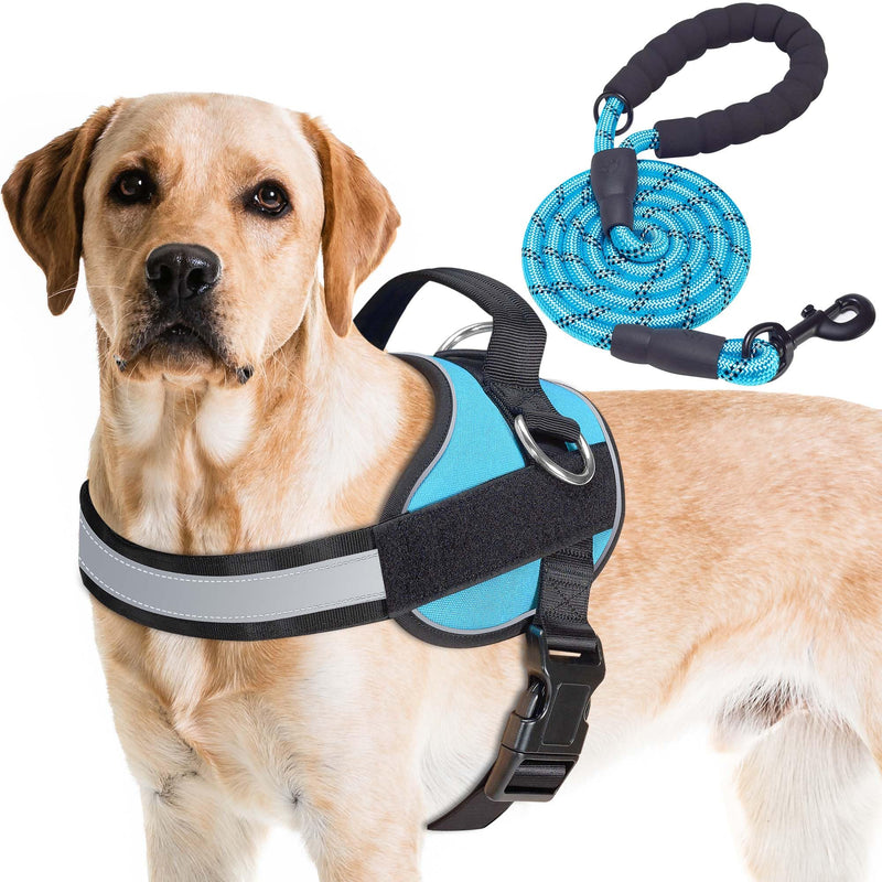 Haapaw Essential Dog Harness, No Pull Pet Vest with 3 Leash Clips, No Choke, Reflective, Adjustable and Padded, for Easy Walking and Training for Large Dogs(L, Blue) L - PawsPlanet Australia