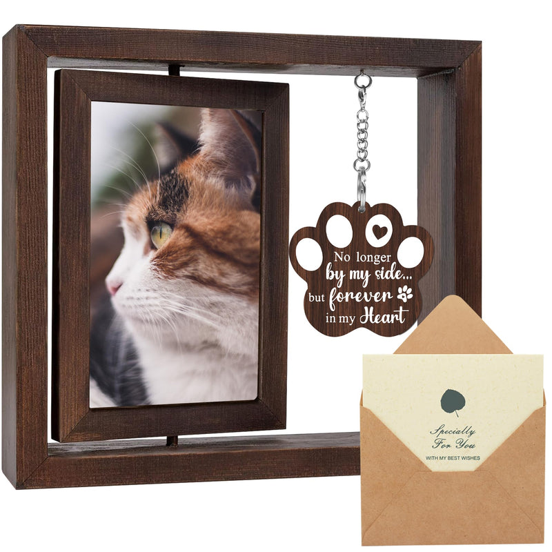SHOW-YA Cat Memorial Gifts for Loss of Cat - Pet Memorial Gifts Cat,Loss of Cat Sympathy Gift, Cat Passing Away, Pet Remembrance Gift Cat,Rotating Wooden Cat Picture Frame 4x6 Photo - PawsPlanet Australia