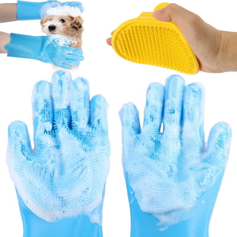Dog Washing Gloves with Bristle Scrubbers Heat Resistant Cat Bathing Gloves Reusable Silicone Gloves and Dog Grooming Brush Pet Massage Brush Ideal for Pet Bathing, Massaging & Grooming - PawsPlanet Australia