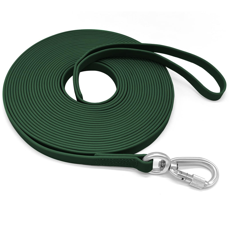 ZALER Long Dog Leash Waterproof Training Leashes 50ft 30ft 20ft 15ft 10ft 6ft, Odor Proof Recall Long Line Lead with Aviation Aluminum Carabiner Clip for Small, Medium, Large Dogs (50FT, Forest Green) - PawsPlanet Australia