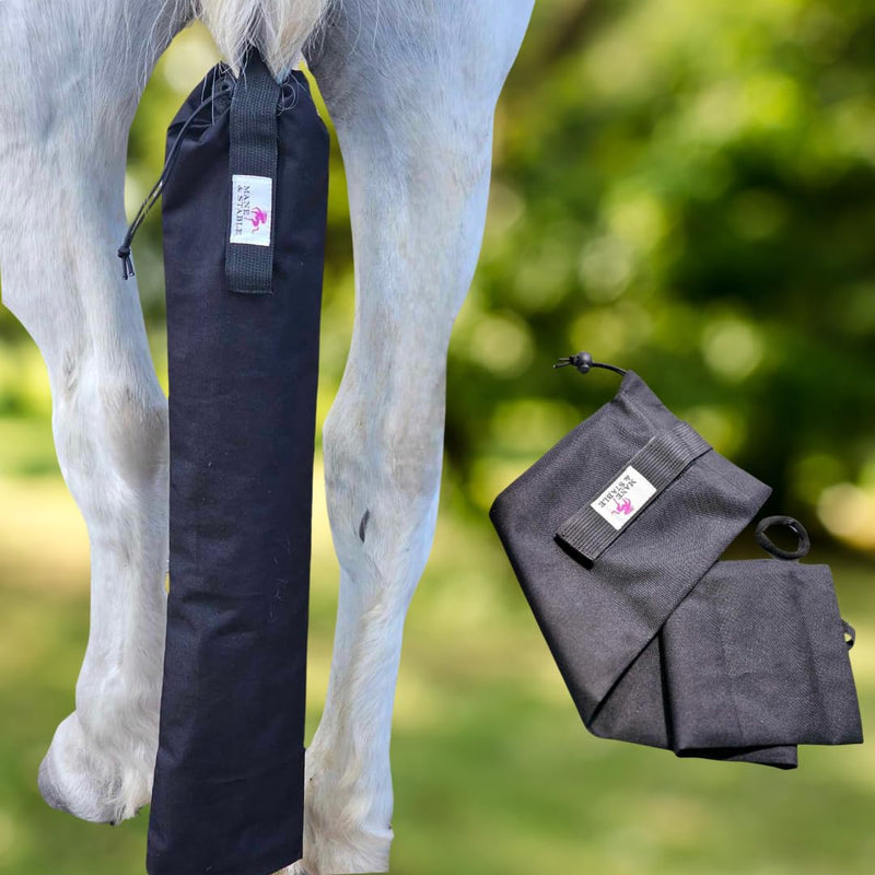 MANE & STABLE Premium Waterproof Horse Tail Bag - Adjustable Protective Slip On Horse Tail Wrap - Quick Release Tail Guard for Braided Or Loose Horse Tails. 31.5 Inches Long. Black - PawsPlanet Australia