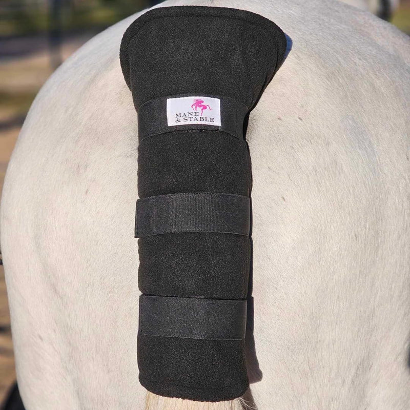 Premium Horse Tail Wrap Protector - Soft Padded Fleece with Adjustable Non-Slip Tabs for Horses - Durable Tail Guard for Travel, Show and Stable Use. Black - PawsPlanet Australia