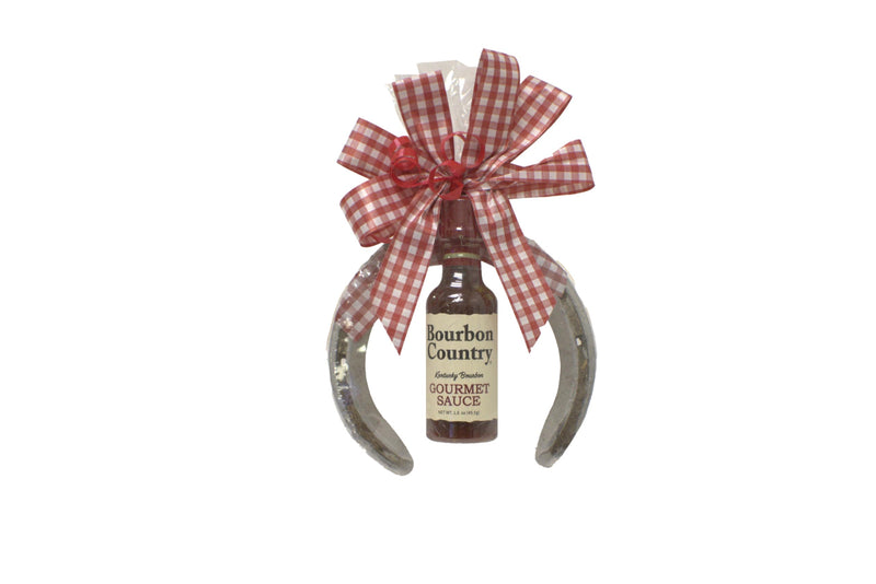 Kicked Up Horseshoe by Churchill Downs Wrapped with Mini Bourbon Country Gourmet Sauce 5in x 5in - PawsPlanet Australia