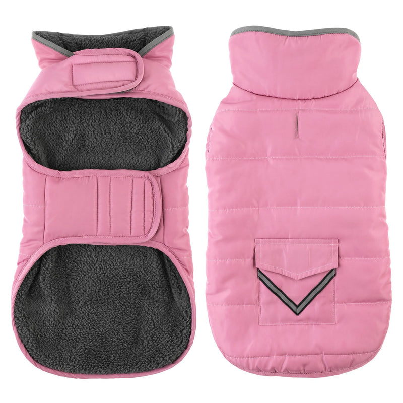 Dog Coat, Waterproof Dog Winter Jacket with Pocket, Reflective Adjustable Pet Snow Vest, Warm Cozy Fleece Sweater for Small Medium Extra Large Dogs - Light Pink, 3XL 3XL(Chest Girth:33.9-42.9") - PawsPlanet Australia