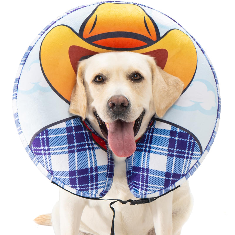 Avont Inflatable Dog Cone Collar After Surgery, Soft Dog Donut Collar to Stop Licking, E Collar Cone Alternative for Small Medium Large Dogs -Cowboy(L) Cowboy - PawsPlanet Australia