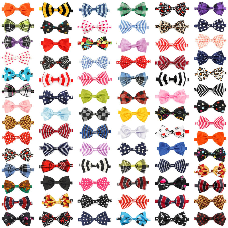 Segarty Bow Ties for Dogs, 80 Pack Dog Bowtie Collar, Adjustable Small Medium Pet Bowties Large Puppy Neck Bows Bulk Assorted Pets Grooming Accessories Birthday Wedding Party Holiday Festival 80pcs-vivid - PawsPlanet Australia