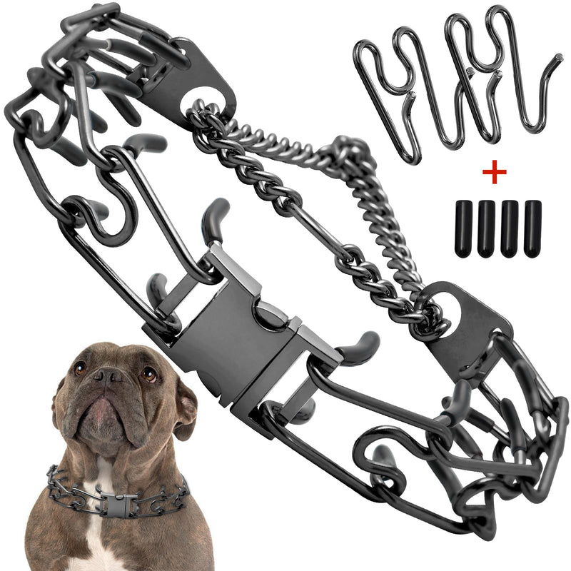 Adjustable Training Collars Anti Pull Dog Collar for Large Dogs 304 Stainless Steels Dog Collar with Quick Release Buckle and Comfort Rubber Tips(Black,XL-28inch) XL-28inch(For 24"-27" Neck) Black - PawsPlanet Australia