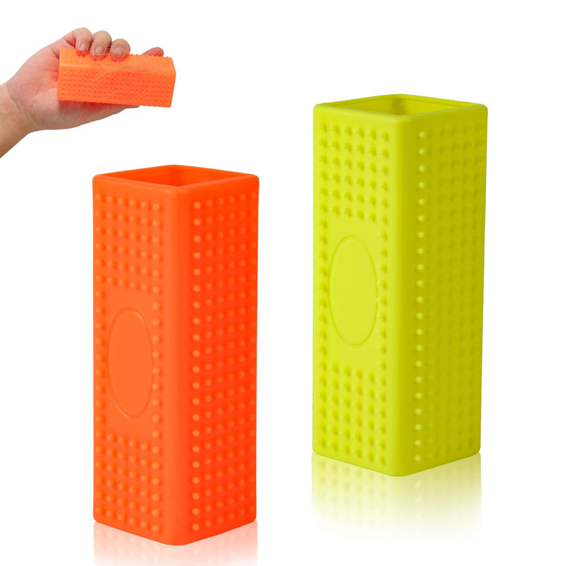 2pcs Silicone Pet Hair Brushes, Convenient Block Roller Cleaner Reusable Pet Hair Carpet Brush Portable Carpet Cleaner Roller for Furnishings Sofa Carpets Couch Bedding (Yellow & Orange) - PawsPlanet Australia