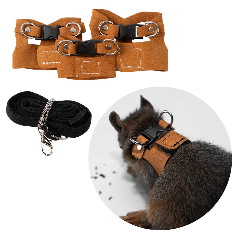 3Pcs Rat Harness and Leash, Small Animal Training Walking Vest Leash Adjustable Traction Rope Strap for Squirrel Gerbil Chinchilla Rat (Brown) Brown - PawsPlanet Australia
