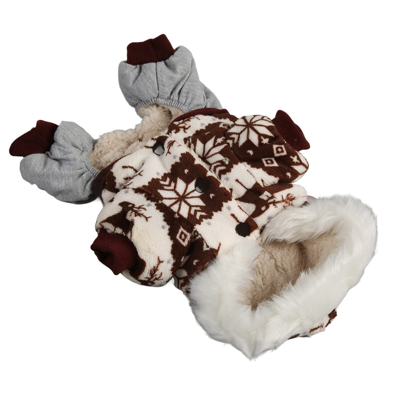 Christmas Dog Hooded Coat Thick Snowflake Elk Dog Winter Jacket for Small Medium Dogs (M)