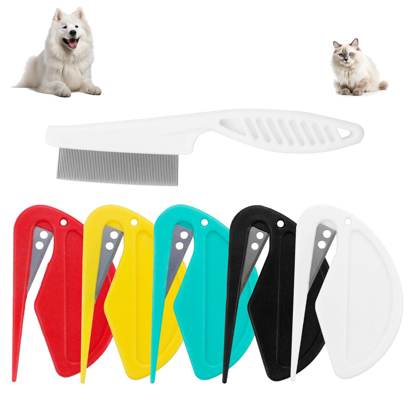 6 PCS Knotting Comb for Cats, Pet Knotting Comb for Hair Removal, Pet Hair Removal Tool Set, Suitable for Cat Dog Grooming Comb Knot Remover, Cat Dog Grooming Supplies - PawsPlanet Australia