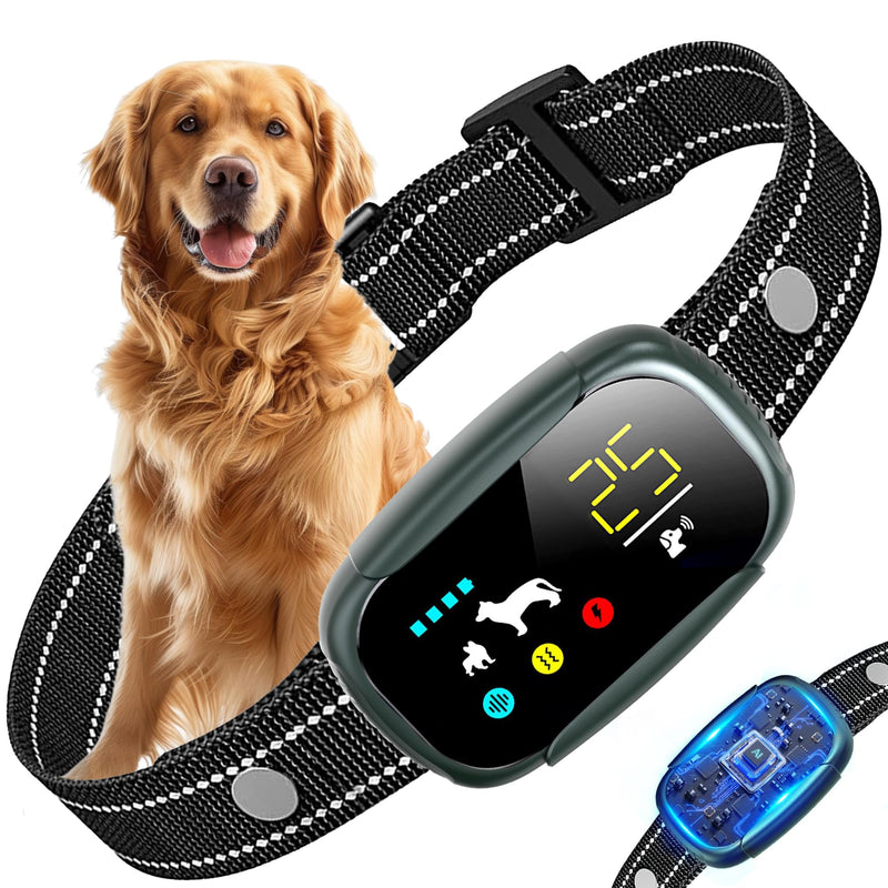 Dog Bark Collar, Dog Shock Collar for Large Medium Small Dogs 10-150lbs, Rechargeable Anti Barking Training Collar with 5 Adjustable Sensitivity, IP67 Waterproof Dog bark Deterrent Devices (Green) Green - PawsPlanet Australia
