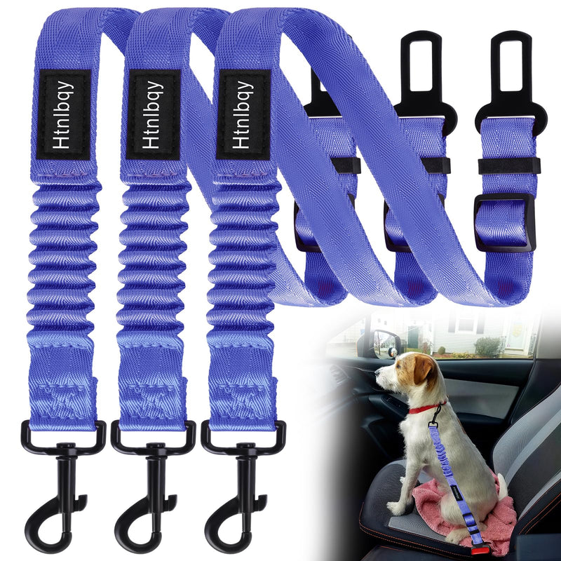 3 Pack Thickened Dog Seat Belt, Set Retractable Dog Car Adjustable Seatbelts for Vehicle Nylon Pet Safety Heavy Duty & Elastic & Durable Car Harness for Dogs, Blue Dark blue - PawsPlanet Australia