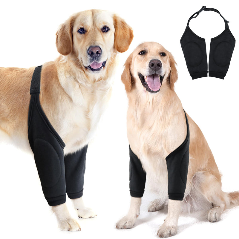 Dog Elbow Protector for Front Leg Calluses, Dog Joint Recovery Sleeve for Prevent Licking, Adjustable Dog Elbow Pads Dog Leg Wound Care, Dog Knee Brace Protector Pads for Canine Sprain Arthritis, 3XL 3X-Large(Sleeve Length:15.3") Black - PawsPlanet Australia