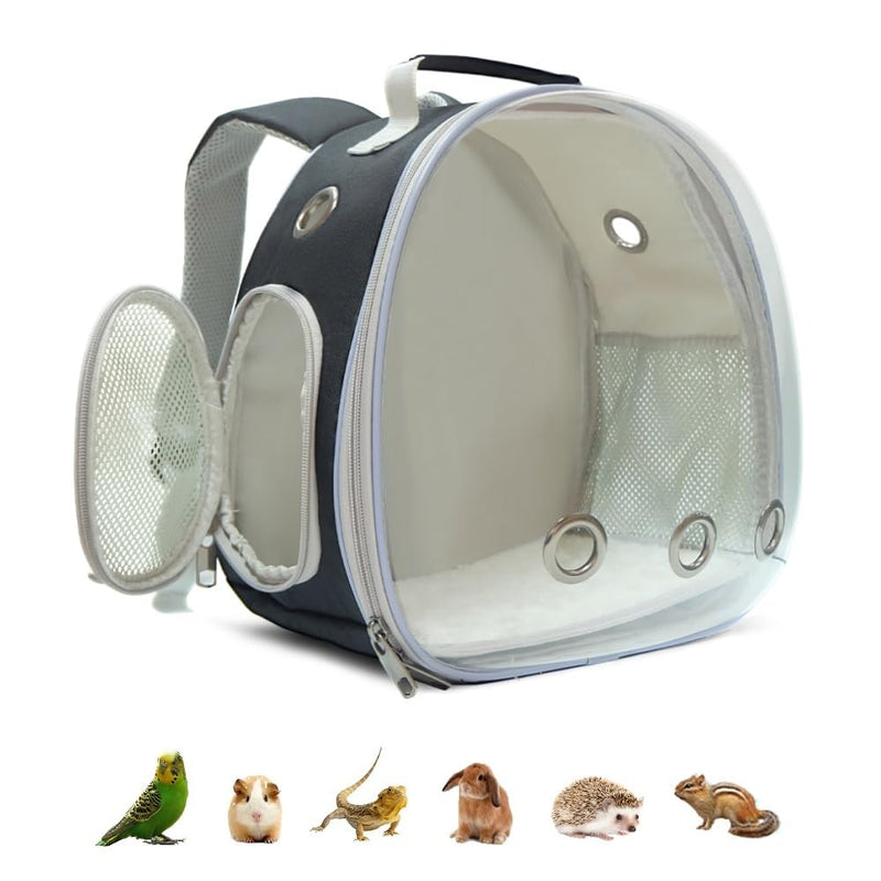Small Animal Carrier Backpack for Guinea Pig Bird Bunny Cat Kitten Lizard Rabbit Squirrel Beared Dragon Portable Travel Carrier Backpack Space Capsule Bubble Window Carrier (Black) Black - PawsPlanet Australia