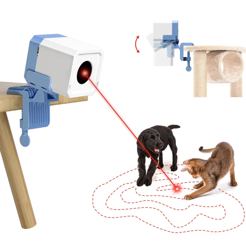Potaroma Truly Random Cat Laser Toys, No Knock-Over Clamp, Automatic Chargeable Interactive Kitten Toy Indoor Exercise for All Breeds, Light Blue White - PawsPlanet Australia