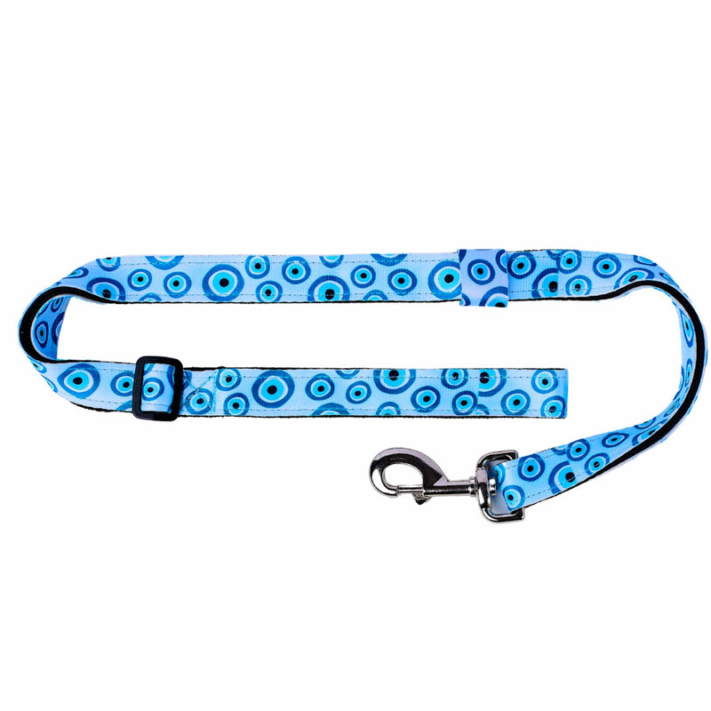 Dog Leash, Nylon Adjustable 4 to 6 Foot Dog Leash for Small to Large Dogs, Blue Evil Eye - PawsPlanet Australia