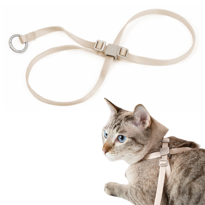 Cat Harness Escape-Proof Anti-Choking Adjustable Nylon Harness Lightweight with Anodized Aluminum Buckle, Ideal for Cats Outdoor Walking and Training, IDA Award (Linen, M (17.7")) M (17.7") Linen - PawsPlanet Australia