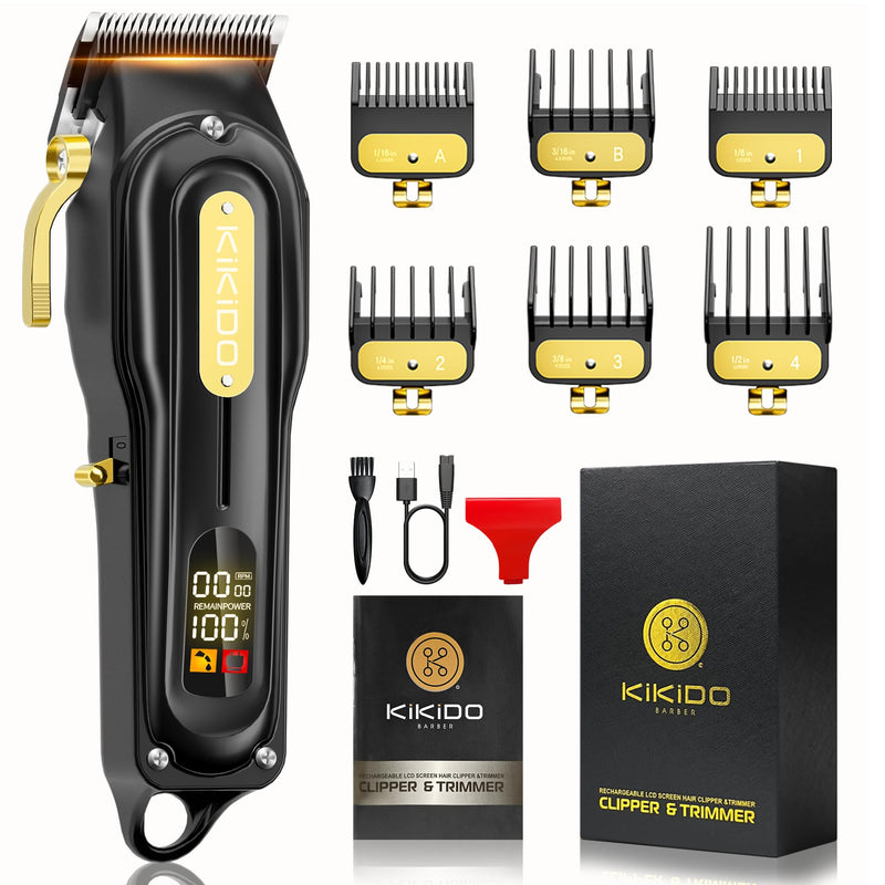 KIKIDO Hair Clippers for Men, Cordless&Corded Hair Clipper, Professional Barber Kit for Hair Cutting & Grooming Set, Mens Hair Clippers with LED Display