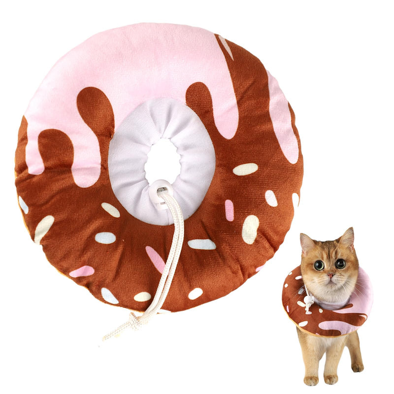 Cat Cone Collar Soft, Plush Pillow Cute Donut Cat Cones Lightweight Adjustable Neck Cone for Cats Kittens After Surgery, M multicolor Medium - PawsPlanet Australia