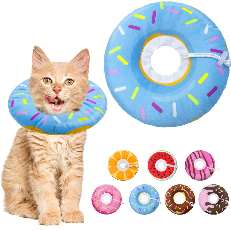 Cat Cone Collar Soft, Adjustable Cat Recovery Collar for Small Medium Large Cats, Cute Donut E Collar After Surgery, Anti-Lick Wound Healing Elizabethan Collar for Kittens(Donut Blue, Small) Donut Blue - PawsPlanet Australia