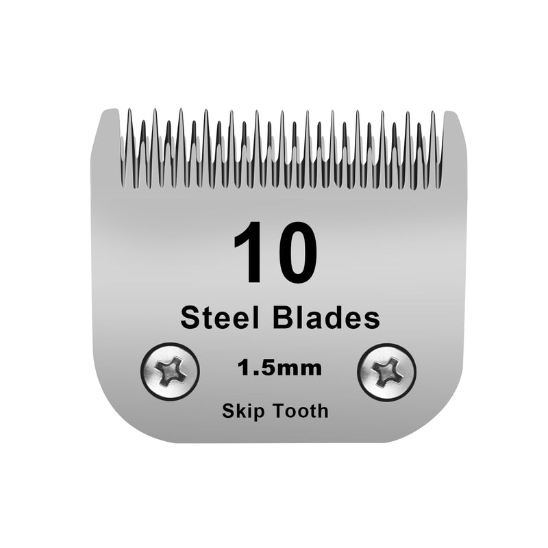 10 Skip Tooth Detachable Pet Dog Grooming Steel Blades Set,Compatible with Andis,Oster A5,Wahl KM10 Series Clippers,Cut Length 1/16"(1.5mm),1 Pack 10 Skip tooth Blade-1 pcs - PawsPlanet Australia