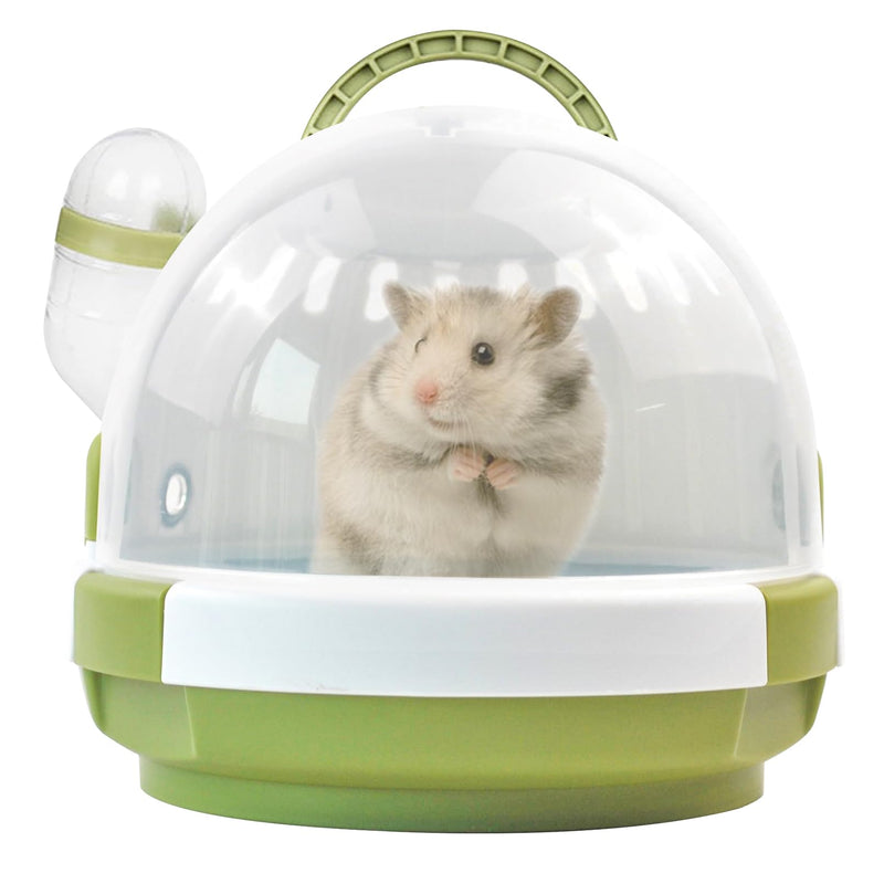 Hamster Carrier Cage with Water Bottle,Portable Dwarf Hamster Travel Carrier Plastic Guinea Pig Carrier Small Animal Breathable Outdoor Cage for Hamsters Chinchillas Hedgehog (Green) 【Green】