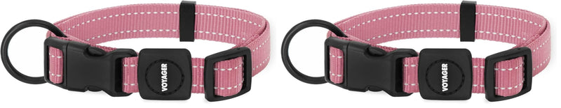 Best Pet Supplies Reflective Dog Collar with Adjustable Length, Heavy-Duty Buckle, and Strong Leash D-Ring, Training, Walking, Jogging Accessory for Small, Medium, and Large Breeds - Pink, S - PawsPlanet Australia