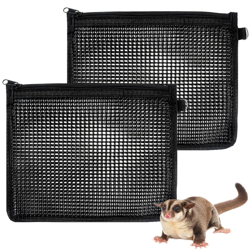 Klmnop 2 Pcs Sugar Glider Nails Trimming Pouch, Sugar Glider Bonding Pouch Mesh, Trim Bag for Ferrets Guinea Pig Rat(Black) Black - PawsPlanet Australia