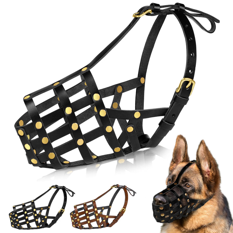 OOPSDOGGY German Shepherd Dog Muzzle for Large Dogs - Leather Breathable Secure Basket Muzzle for Large Breeds Prevents Biting No Chewing Adjustable (Black, Size 8 - German Shepherd) Black Size 8 - German Shepherd (Large) - PawsPlanet Australia