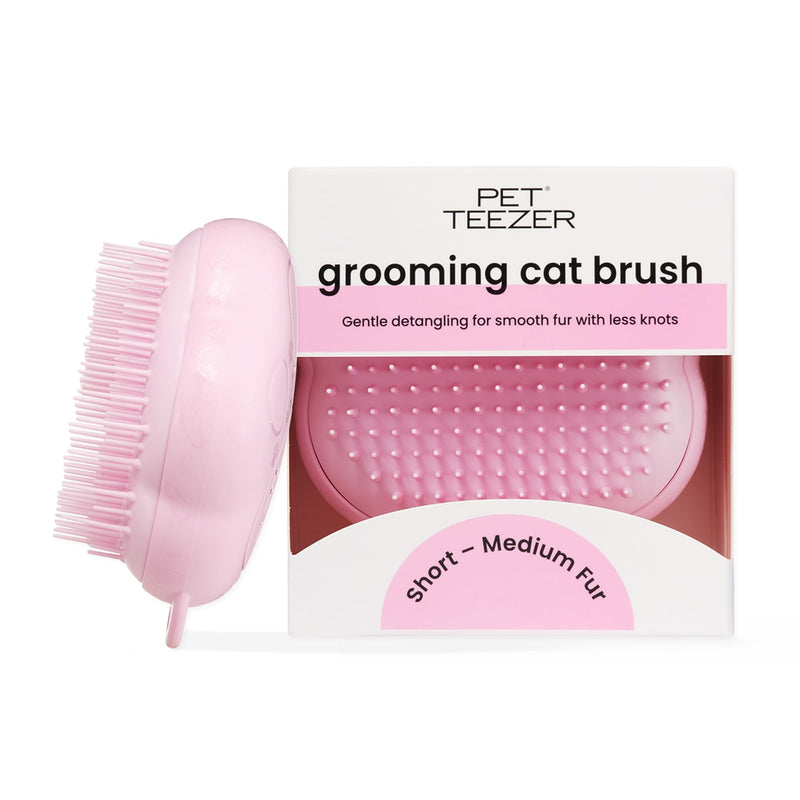 Pet Teezer by Tangle Teezer Cat Brush, De-Shedding Cat Hair Brush for a Gentle, Soothing Groom & Short to Medium Length Fur, Millennial Pink - PawsPlanet Australia