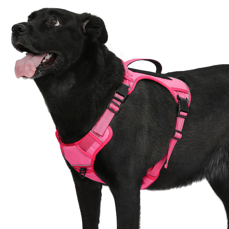 Bolux Tactical Dog Harness for Large Dogs, No Pull Adjustable, Reflective K9 Working Training, Easy Control, Military Service Dog Harness (Fuchsia, X-Large) X-Large (Pack of 1) Fuchsia - PawsPlanet Australia