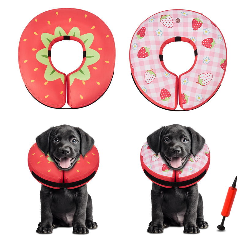 Dog Cone Collar After Surgery,Waterproof Fabric Comfy Pillow,Dog Cone Alternative,Inflatable Dog Collars E Collar Elizabethan Collar for Dogs (Red, M(Neck:9.84”-14.17”)) Strawberry Red M(Neck:9.4”-14.6”) - PawsPlanet Australia