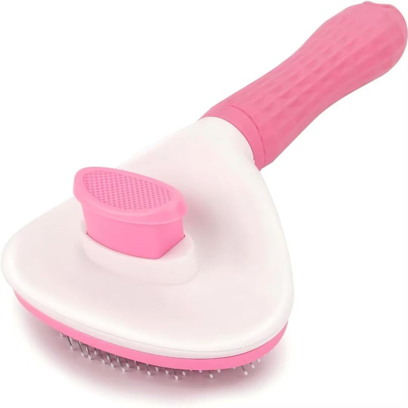 Generic Pet Comb Dogs Cats Hair Removal Brush One-click Auto Grooming Tools Puppy Comb Kitten Brush Pet Long or Short Hair Self Cleaning Accessories Pet Massage Tool Removes Tangles & Loose Fur(Pink) pink - PawsPlanet Australia