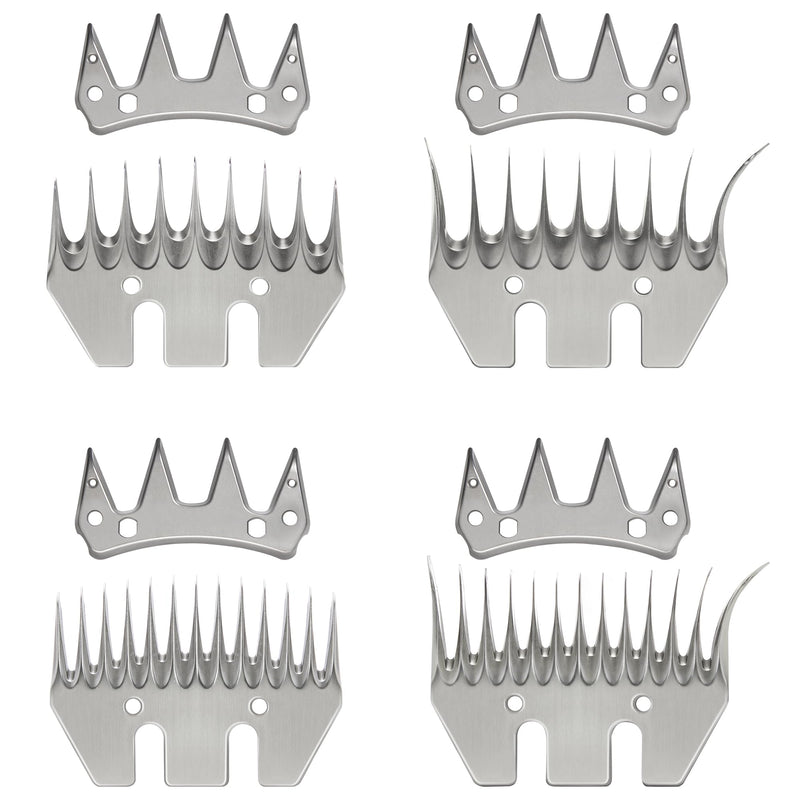 4 Sets Sheep Shears Replacement Blades, Stainless Steel Detachable Animal Clippers Blade for Grooming Goats, Lambs, Llamas, Alpacas (9 &13 Curved Teeth, 9&13 Straight Teeth) - PawsPlanet Australia