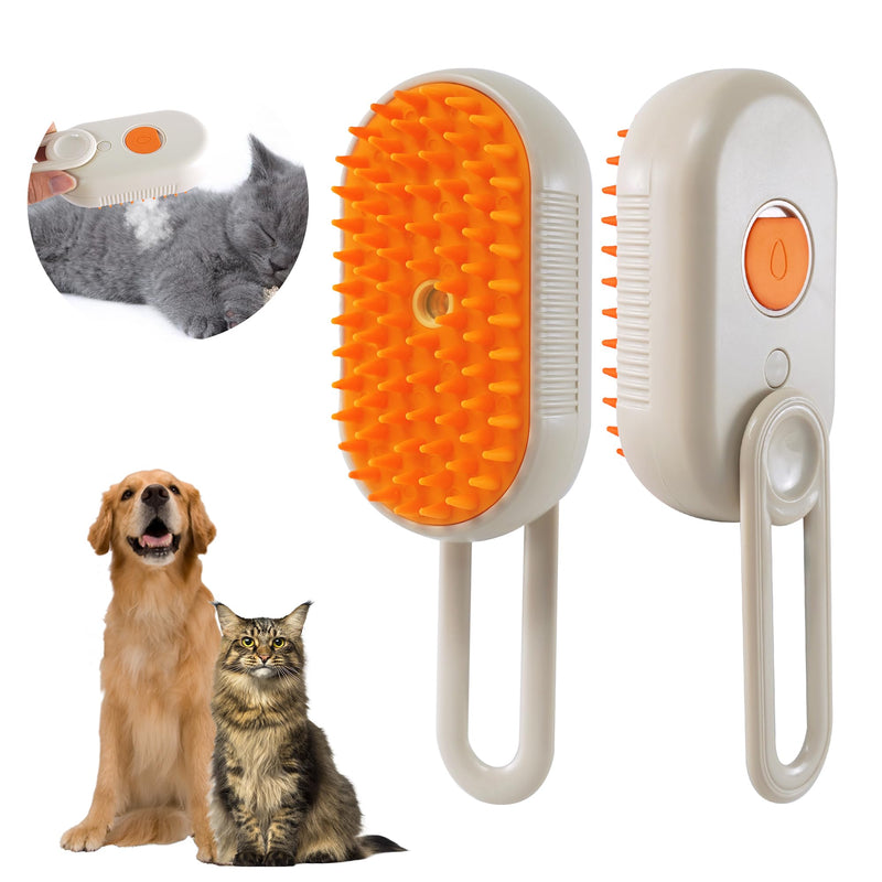 Cat Steam Brush - 3 in 1 Spray Cat Brush for Shedding, USB Rechargeable Pet Hair Removal Brush, Cat Brush for Cats, Cat Grooming Brush, Pet Comb for Kittens and Puppies, Massage and Remove Loose Hair - PawsPlanet Australia