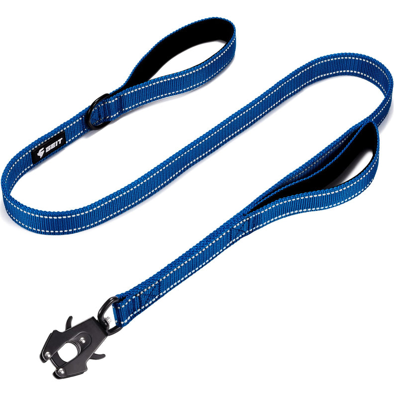 GEIT 4/5/6FT Heavy Duty Dog Leash with 2 Comfortable Padded Handles, Reflective Rope Leashes with Quick Release/Locking Tactical Frog Clip for Small Medium and Large Dogs, Blue 4 FT - PawsPlanet Australia
