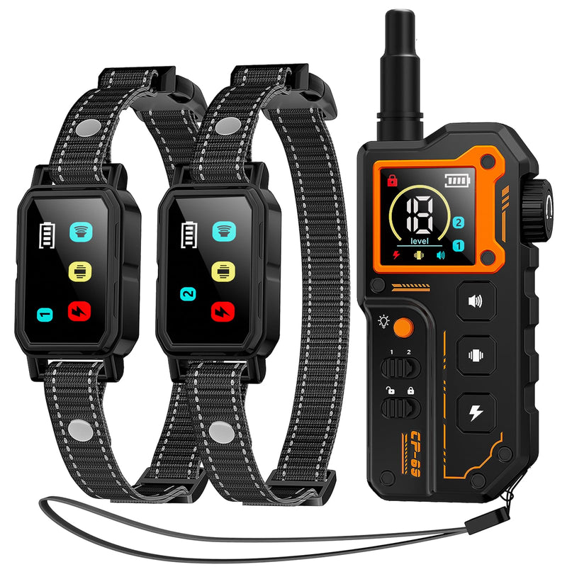 AI Dog Shock Collar 2 Dogs (10-120Lbs) - 3300FT Dog Training Collar with Remote, IPX7 Waterproof Collar with Beep, Vibration, Safe Shock for Large Medium Small Dogs, Keypad Lock and Flashing Light Black - PawsPlanet Australia