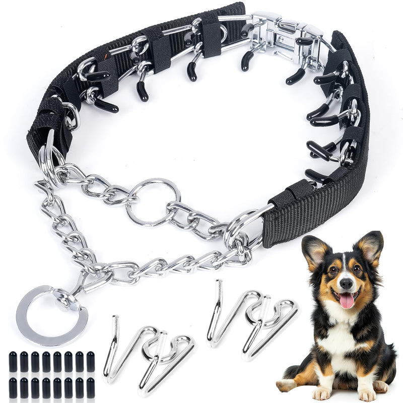 Adjustable Dog Training Pinch Collar with Quick Release Buckle, Prong Training Collar for Dogs for Small Medium Large Dogs, Extra Link and Caps, Black, L X-L (23-26" Neck, 4.0mm) - PawsPlanet Australia