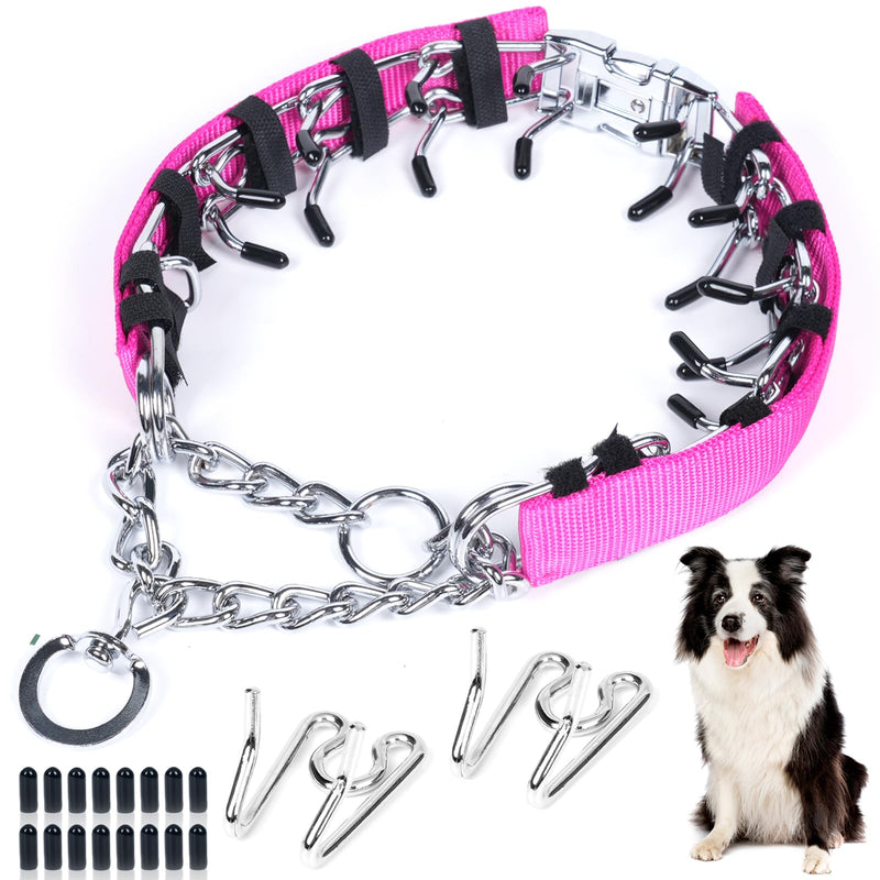 Adjustable Training Collar with Quick Release Buckle, No Pull Dog Collar with Removable Nylon Cover for Small Medium Large Dogs,Packed with Extra 2 Links,Pink,M Pink M/L(17-23" Neck, 3.5mm) - PawsPlanet Australia