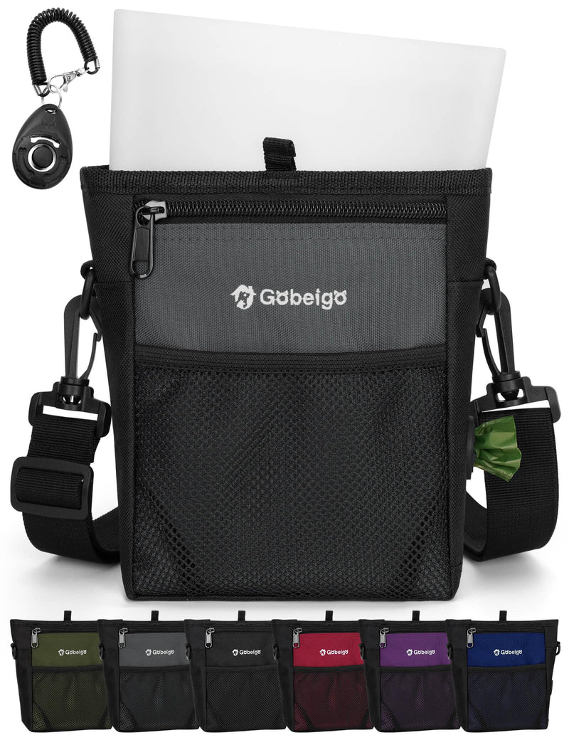 Gobeigo Dog Treat Pouch with Silicone Snack Bag, Front Pocket fits All Phones, 4 Cup Treat Bag with Training Clicker, Upgrade Stronger Magnetic Closure, 3 Ways to Wear Walking Fanny Pack (Gray) Gray - PawsPlanet Australia